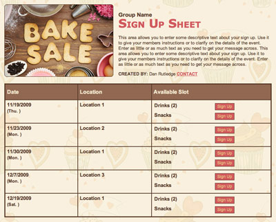 fun summer activities for kids bake sale sign up sheet